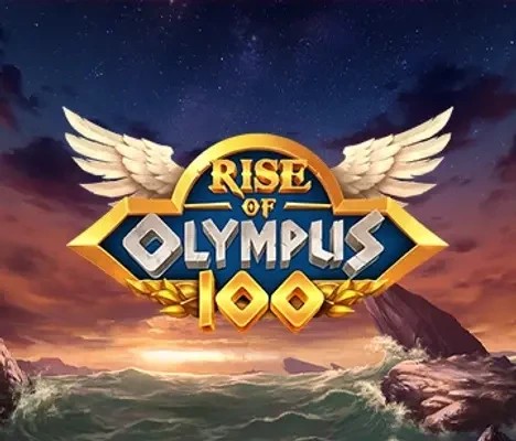 Rise of Olympus 100 slot logo by Play'n GO at Monster Casino